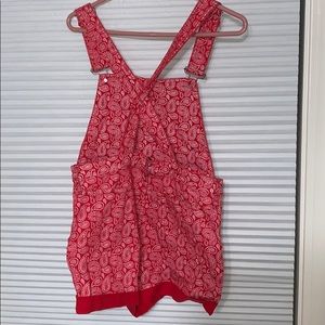 Urban Outfitters BDG red paisley short overalls